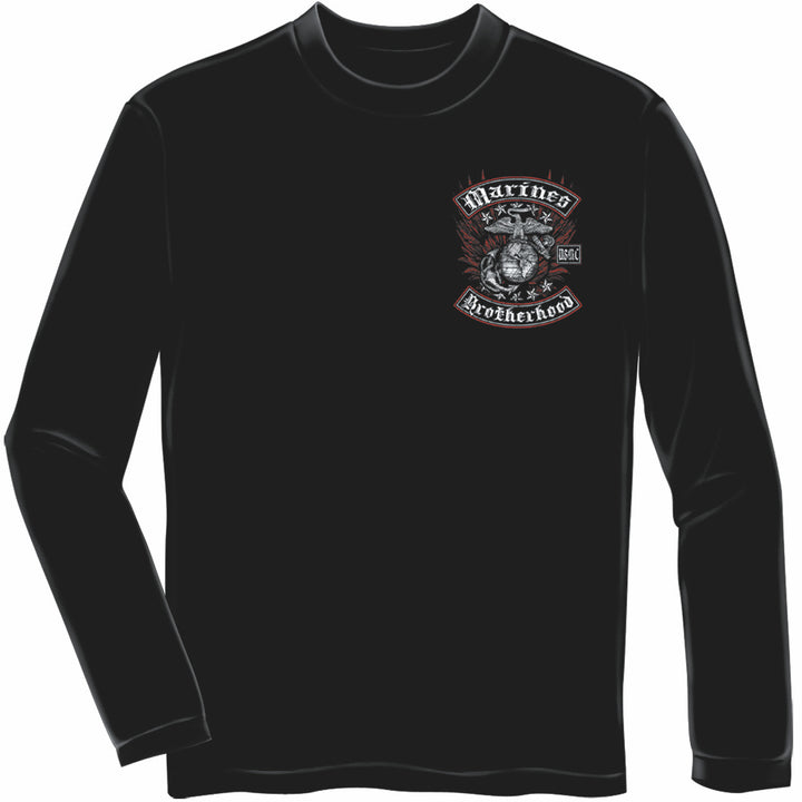 Long Sleeve USMC Black and Red Brotherhood Foil T-shirt