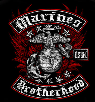 Long Sleeve USMC Black and Red Brotherhood Foil T-shirt