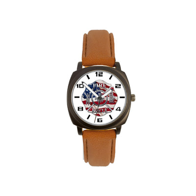 Fire Rescue Brown Leather Band Watch