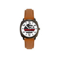 Brown Leather Band Distressed Flag Watch