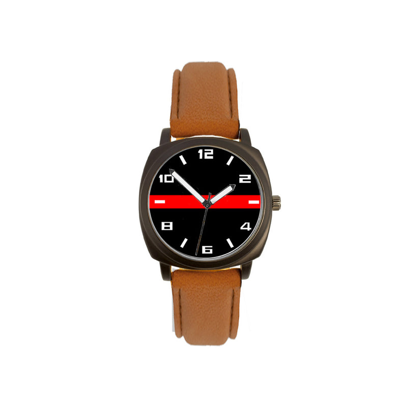 Thin Red Line Brown Leather Band Watch