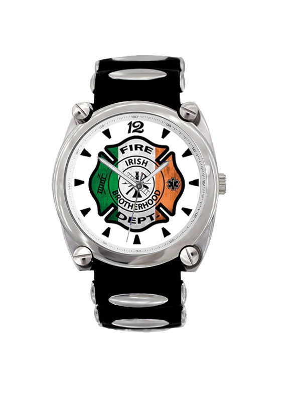 Irish Flag Large Face Fire Dept Dive Watch