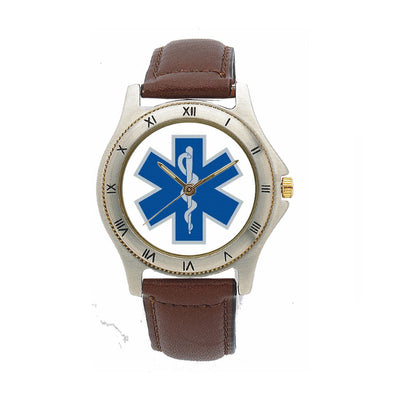 Star of Life Leather Band Custom Watch