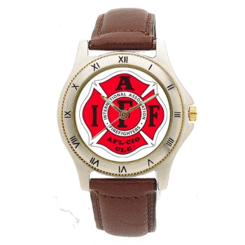 IAFF Leather Band Engravable Watch