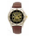 Volunteer Fire Dept Medallion Leather Band  Watch