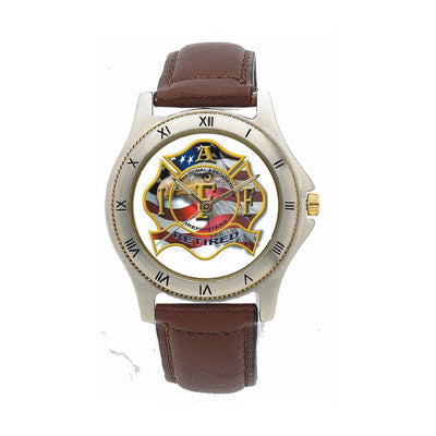 Retired IAFF Leather Band Engravable Watch