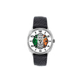 Irish Flag Large Face Fire Fighter Leather Band Watch