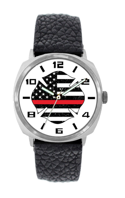 Large Face Distressed Flag Leather Watch