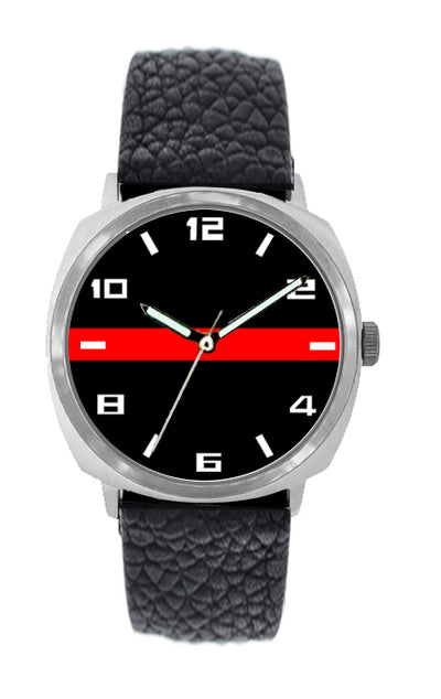 Thin Red Line Leather Band Watch