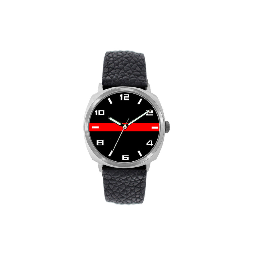 Thin Red Line Leather Band Watch