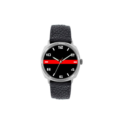 Thin Red Line Leather Band Watch