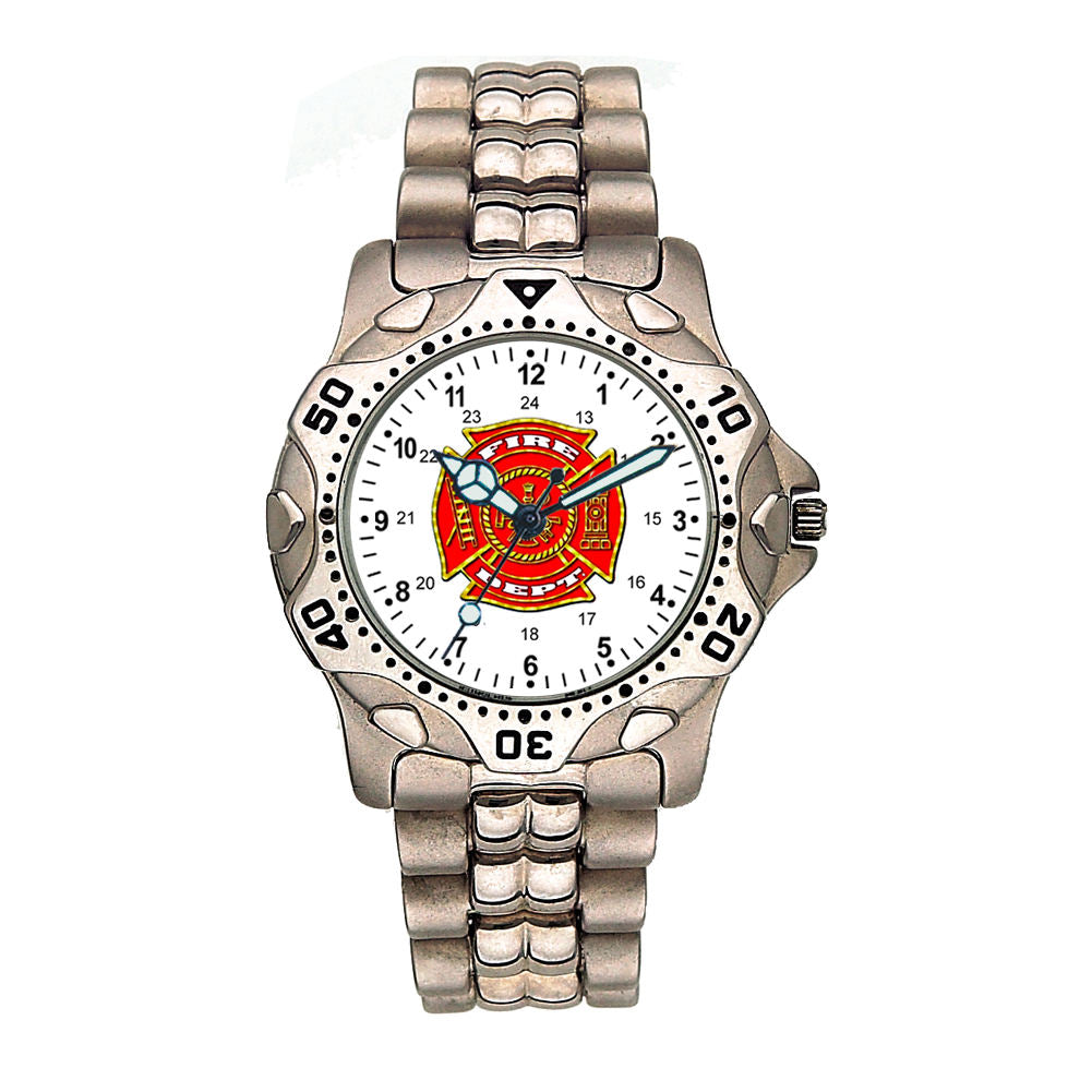 Fire Dept Stainless Steel Silver Engravable Watch