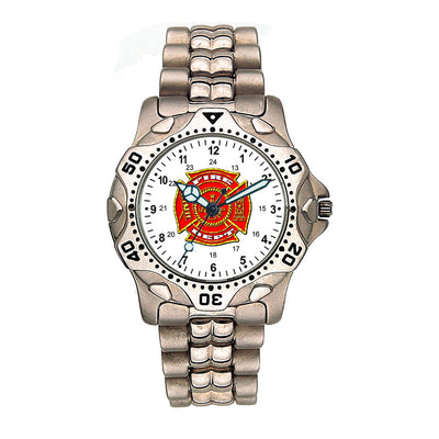 Fire Dept Stainless Steel Silver Engravable Watch