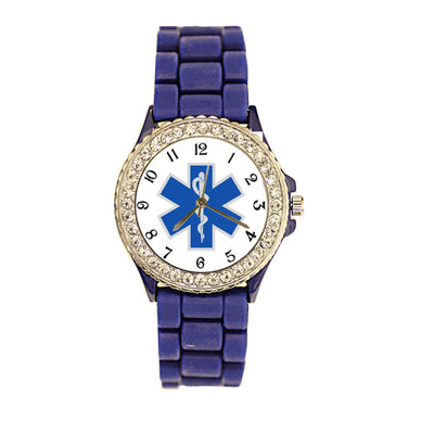 Star of Life Blue Silicone Band Watch