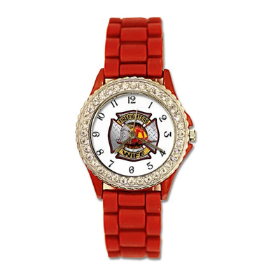 Firefighters Wife Red Silicone Band Watch