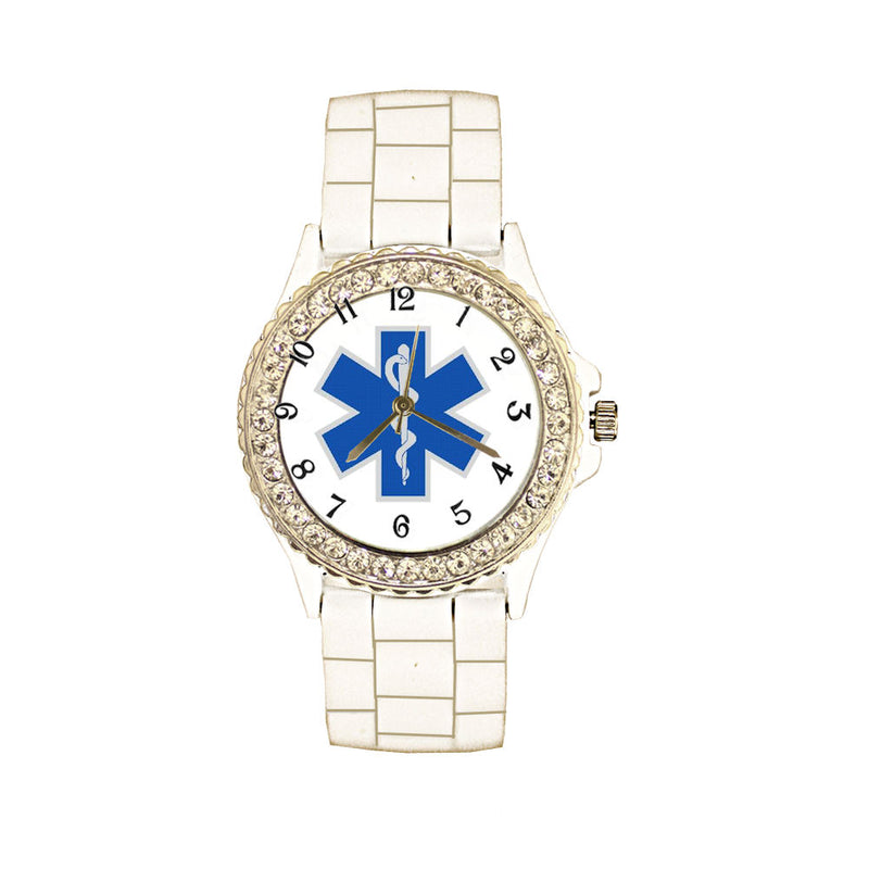 Star of Life White Silicone Band Watch