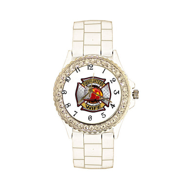 Firefighters Wife White Silicone Band Watch