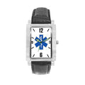 Star of Life Engravable Watch with Black Leather Band