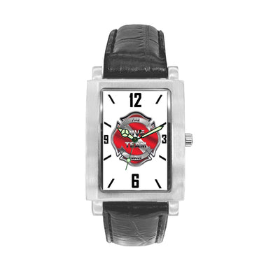 Dive Team Engravable Watch with Black Leather Band