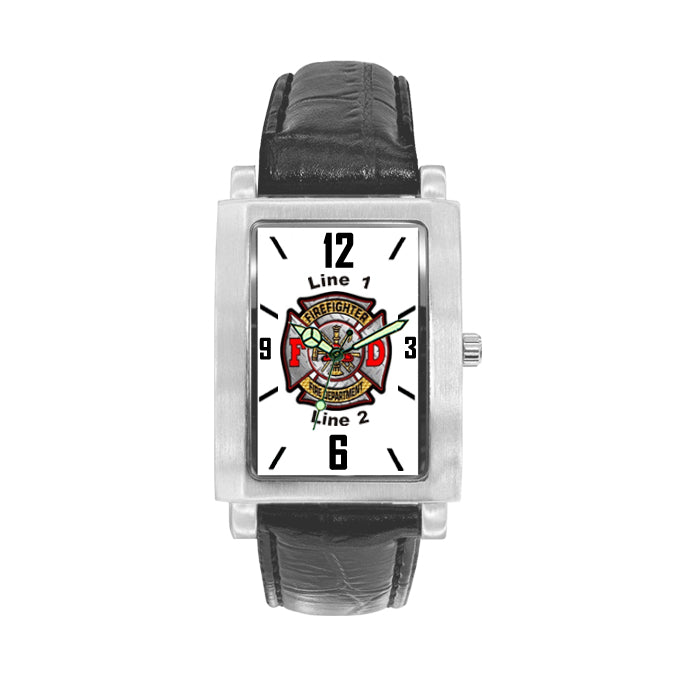 Custom Face FD Black Leather Engravable Watch