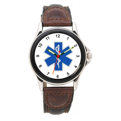 Star of Life Leather Band Watch