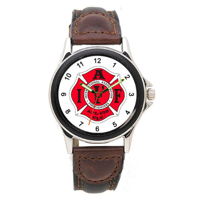 IAFF Leather Band Engravable Watch
