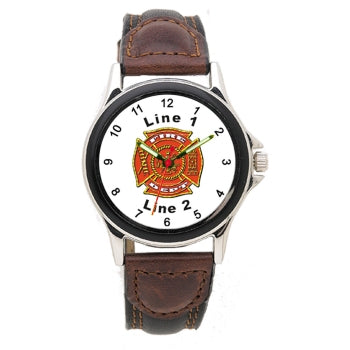 Custom Front 2-Tone Leather Band Watch