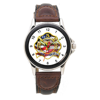 IAFF Retired Leather Band Engravable Watch