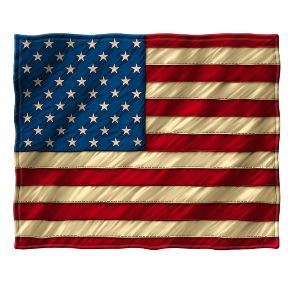 The Amerian Flag Printed on a Premium Plush Fleece Blanket for American Patroits