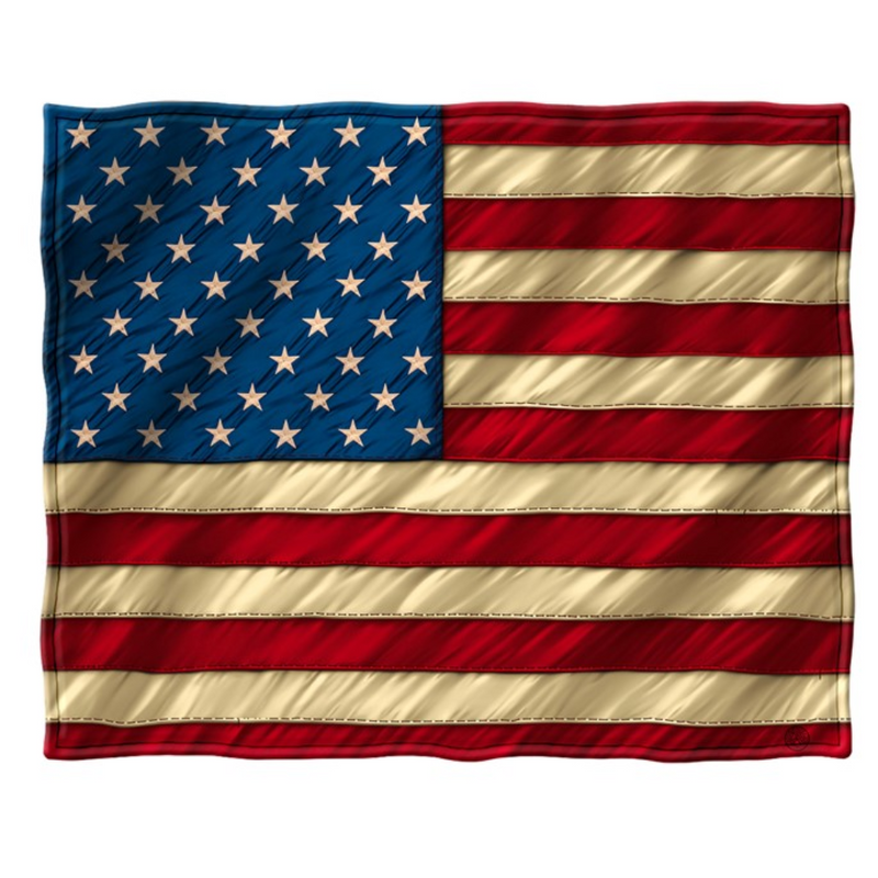 The Amerian Flag Printed on a Premium Plush Fleece Blanket for American Patroits