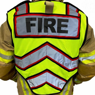 Red Fire Ultrabright Public Safety Vest Back View