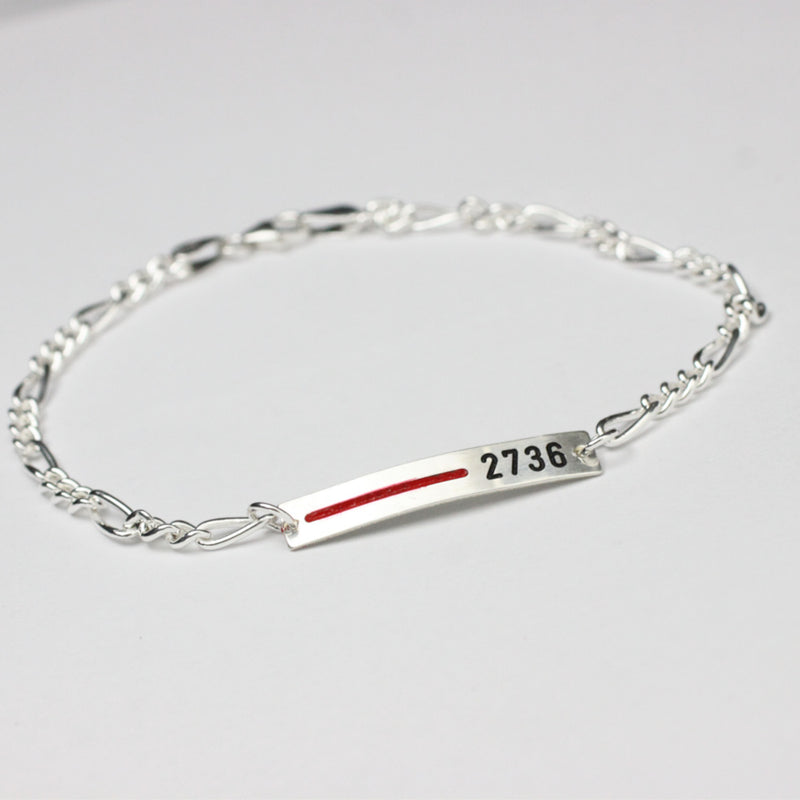 Thin Red Line Sterling Silver Personalized Bracelet
