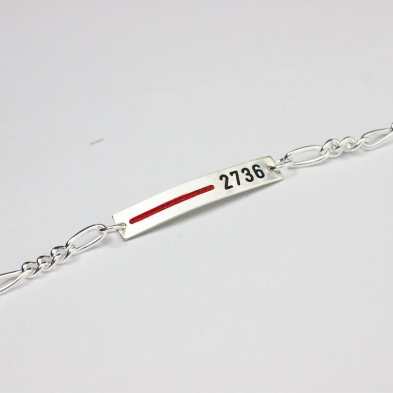 Red Line Firefighter Custom bracelet in sterling silver