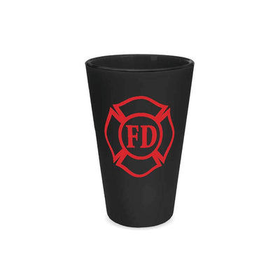Matte Black and Red Maltese Straight Up Pint Glass Firefighter Gifts
