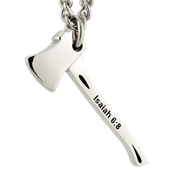 Stainless Steel Firefighters Ax Necklace- Isaiah 6:8