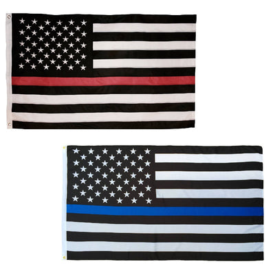 Thin Red & Thin Blue Line American Flags Combo Pack