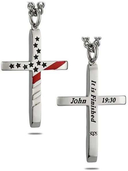 Tapered Thin Red Line Firefighter Cross with John 19:30