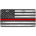 Thin Red Line Distressed Flag License Plate