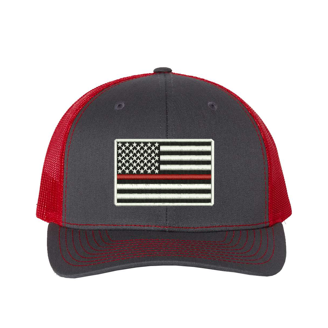 Thin Red Line Embroidered Snapback Trucker Hat