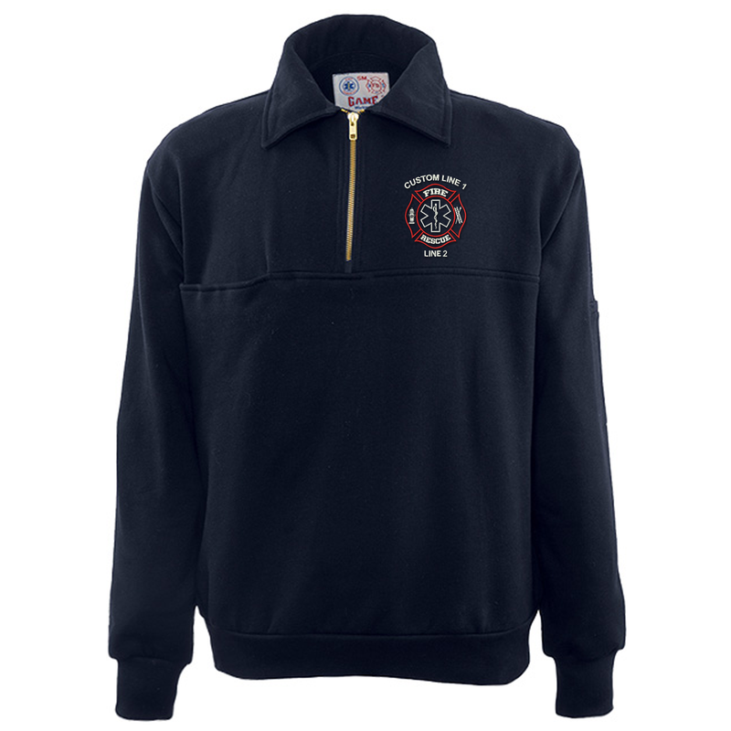 Customized Game 3/4 Zip Job Shirt with Fire Rescue Embroidery 