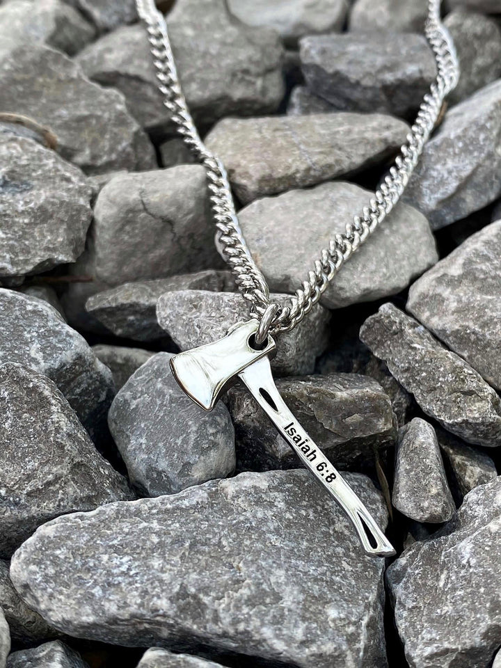 Stainless Steel Firefighters Ax Necklace- Isaiah 6:8