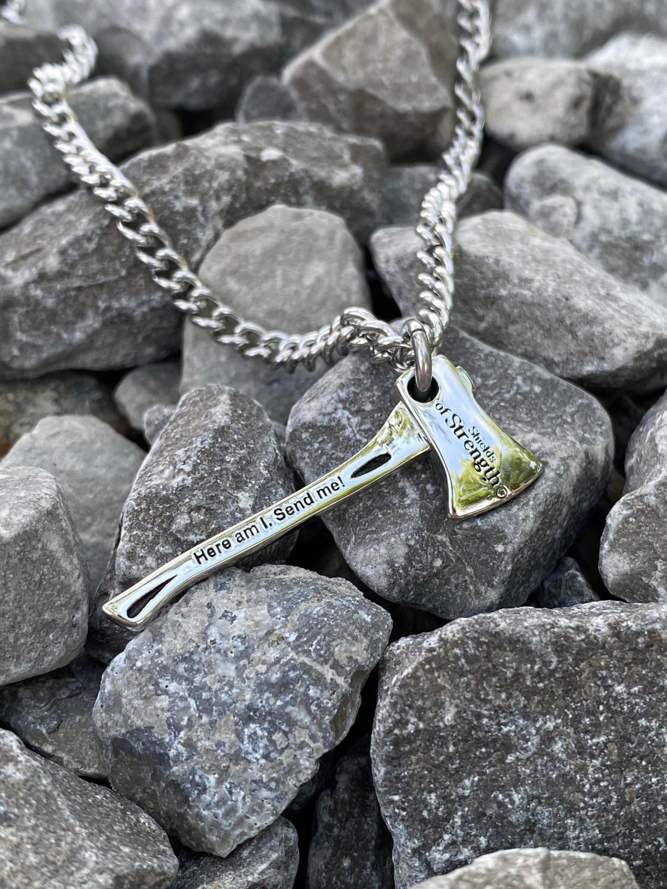 Stainless Steel Firefighters Ax Necklace- Isaiah 6:8 –