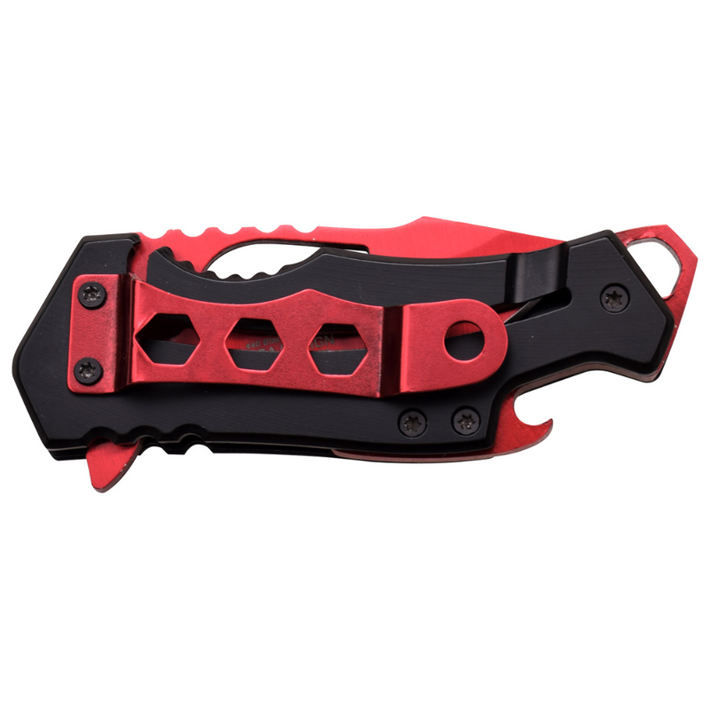 Compact Everyday Carry Red and Black Spring Assist Knife