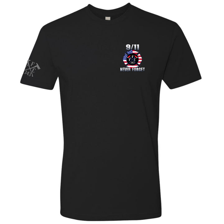 FFC 343 firefighter Maltese cross T-Shirt with American flag design